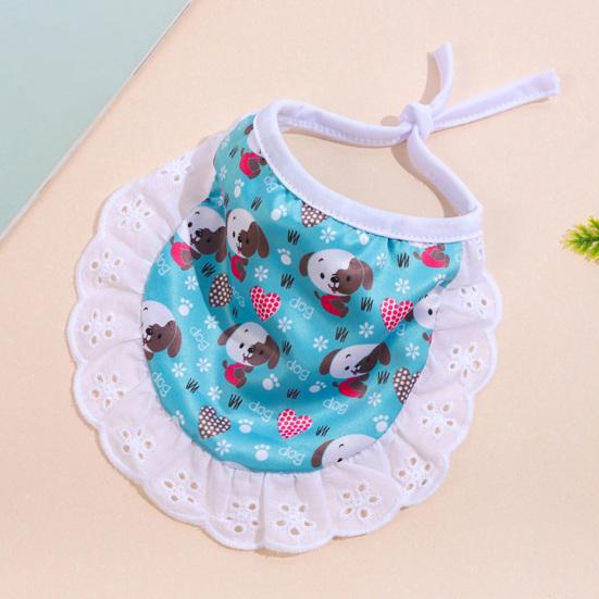 Нагрудник для домашних животных с мультяшным узором, приятный для кожи, кружевная отделка, удобный в носке, моющийся, декоративный полиэстер