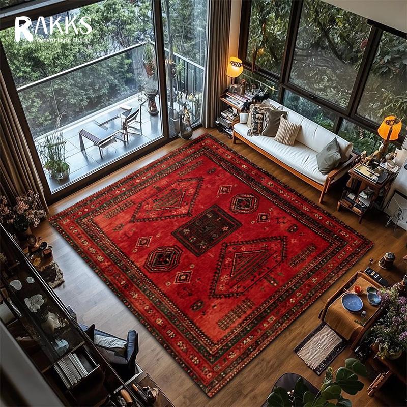 RAKKS Ретро Красный Персидский Ковер / Турецкий Ковер Нескользящий Декор для Гостиной Ковер для Дивана Ковер для Спальни Прикроватный Коврик Кухонный Коврик для Пола