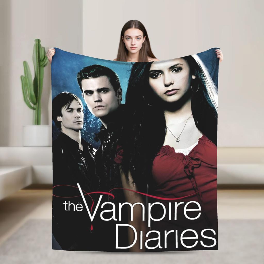 The Vampire Diaries Damon salvatore Blanket Print Plush Throw Blanket For Home Decor Travel Office Flannel Bedspread Bed Cover