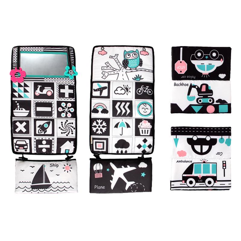 Черно-белое складное зеркало-кривляка для малыша, для визуальной стимуляции и когнитивного развития; Автомобильный, Кроватный и Подвесной Аксессуар для Кроватки.