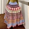 Women's Summer Sweet Fresh Plaid-Paneled A-Line Skirt - Vintage Gentle High-Waist Midi Skirt with Design-Forward Flair