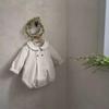 Autumn Linen Double-Breasted College Style Long-Sleeve Bodysuit for Babies