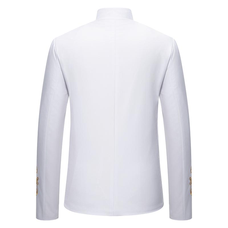 Cozy Up Men Wedding Stand-up Collar Embroidered Wedding Casual Slim Single-breasted Suit