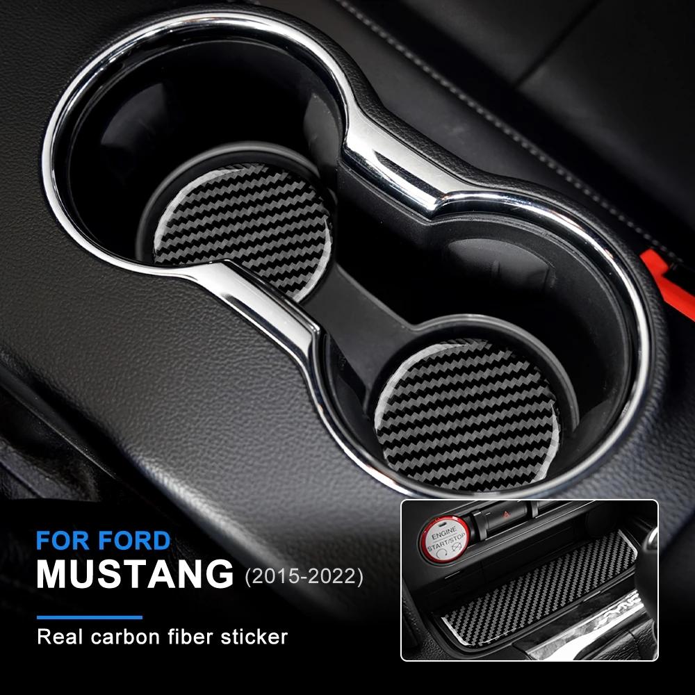 Для Ford Mustang 2015 2016 2017 2018 2022 автомобильная чашка для воды из настоящего углеродного волокна, аксессуары для отделки, дополнительные 3%