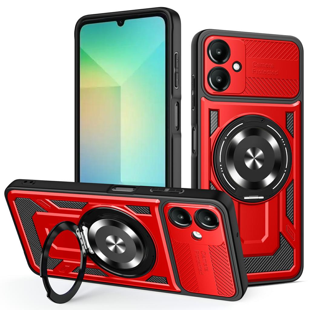 For Samsung Galaxy A06 4G Case Compatible with MagSafe Rotating Kickstand TPU+PC Phone Cover