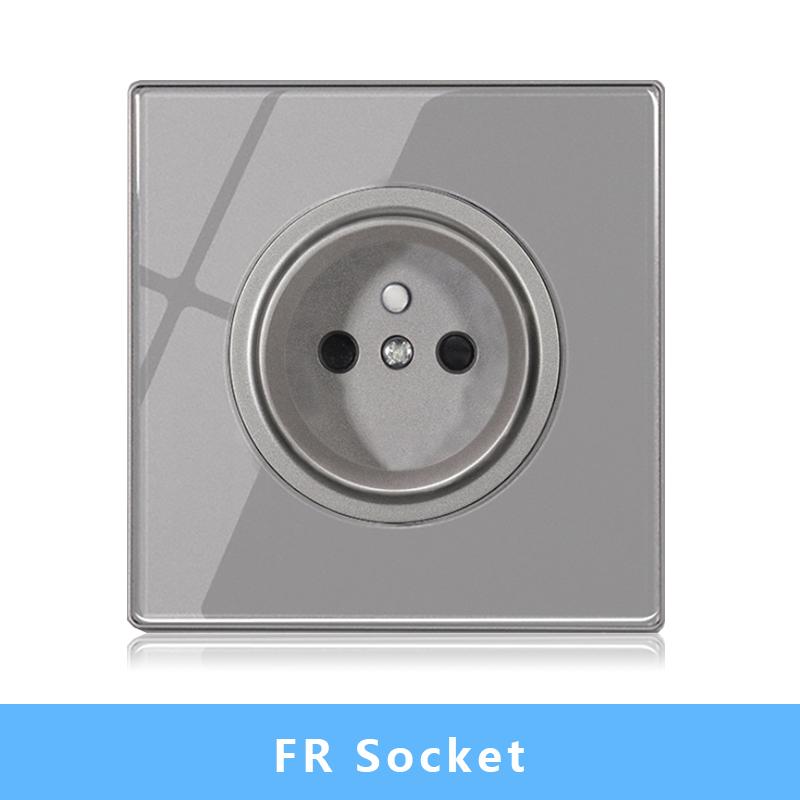 Настенный выключатель света Панель светодиодных индикаторов UK EU FR Универсальная электрическая розетка USB Фортепианные клавиши Самовосстанавливающиеся настенные выключатели Телевизор Компьютер