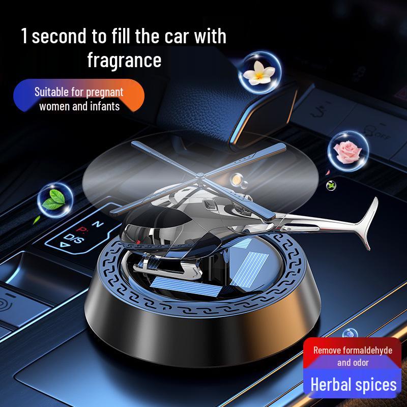 Solar-Powered Rotating Airplane Car Perfume - Long-lasting Fragrance Ornament for Car Interiors.