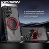 KEYSION 360° Rotating Ring Stand Case for Samsung Galaxy S25 Ultra S25+ Edge S24 FE Transparent Magnetic Shockproof Phone Cover