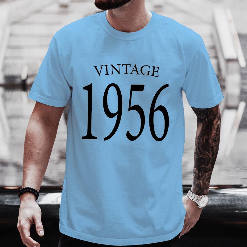 Unisexs Crew Neck T Shirt Vintage 1956 Born Year Graphic Tee Classic Birthday Retro Casual Short Sleeve Tops For Gift Wear