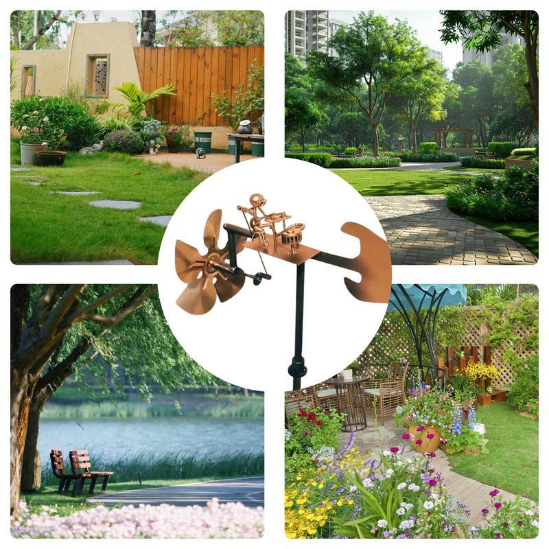 Металлическая вертушка, металлический барабанщик, ветряная мельница, декоративная ветряная мельница, каменная скульптура для сада, двора, патио, газона, крыльца, заднего двора