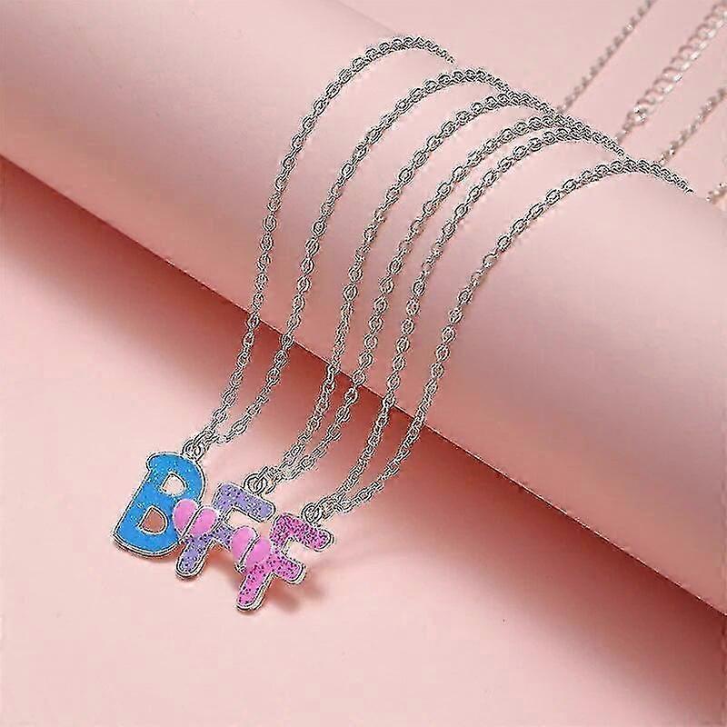 Qpeach 3pack Heart Flower Butterfly Star Glitter Pendant Best Friend Girls Bff Necklace Of 3 For Kids Friendship Jewelry Gifts A6 25-26