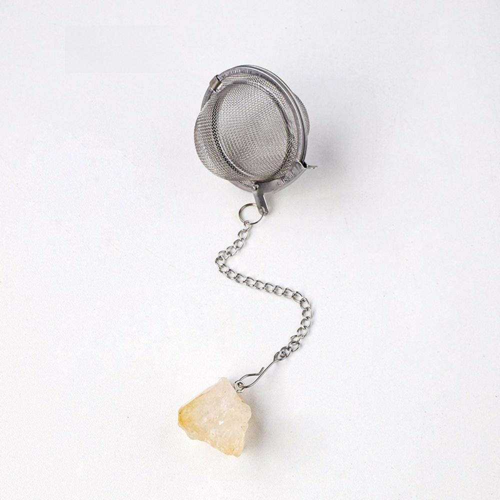 Fine Mesh Tea Filter Strainer with Crystal Stone Chain Spice Strainer for Tea Brewing