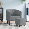 VidaXL Cabriolet Armchair with Footrest, Chair with Armrests, Sofa with Backrest, Upholstered Seat Living Room Bedroom, Grey 356478