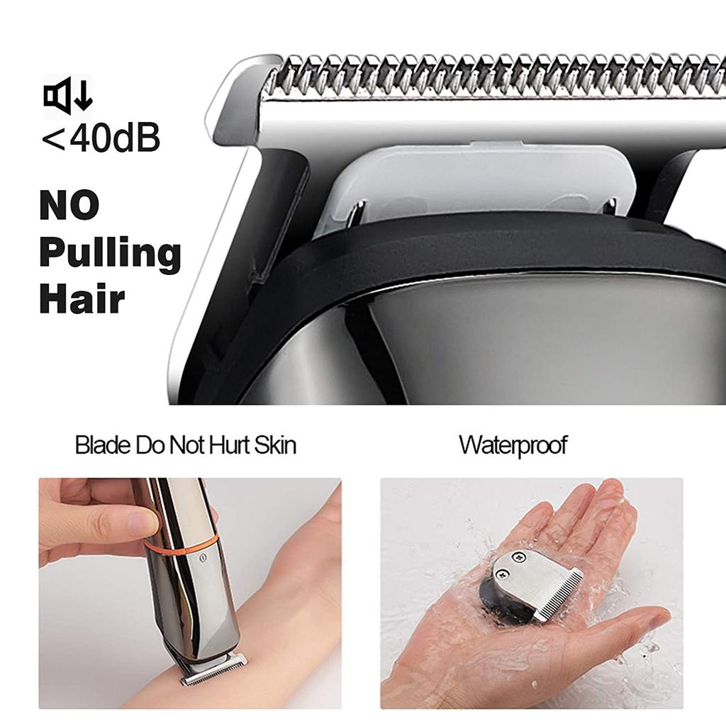 Триммер для бороды для мужчин, машинка для стрижки волос, триммер для усов и волос в носу, беспроводной точный триммер, набор для ухода 6 в 1, водонепроницаемый, с зарядкой от USB