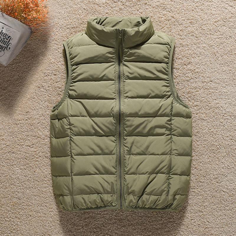 Winter Women’s Solid Lightweight Vest Down Coats Stand Collar Zipper Up Sleeveless Quilted Warm Down Jacket Thicken Loose Vest Short Puffer Jacket