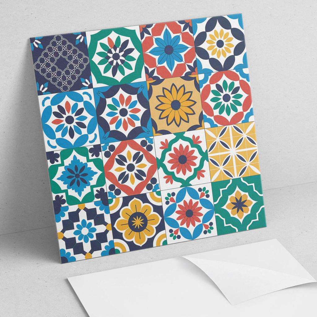 Set of PVC Tiles with Pattern for the Living Room Self-Adhesive Mosaic Patterns in a 9x30x30 cm Layout
