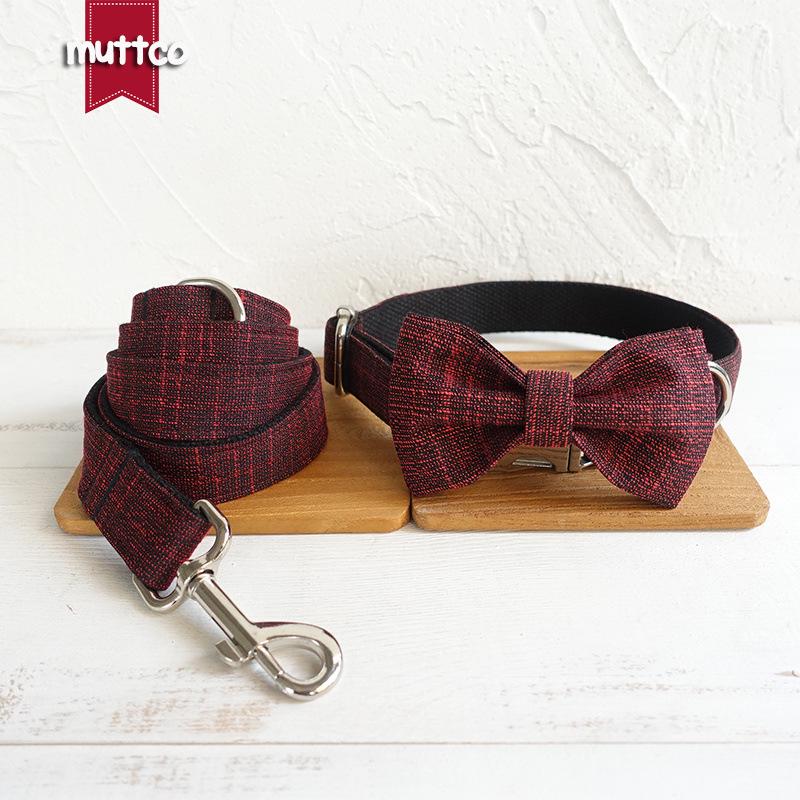 MUTTCO UBT-006 Двухслойный ошейник для собаки с галстуком-бабочкой