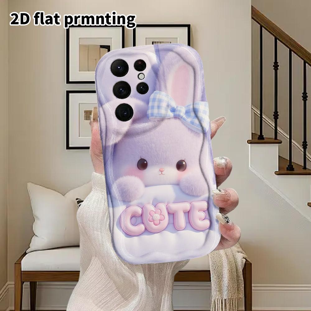 Phone Case: 2D Flat Samsung Galaxy A34 A35 M05 M06 S20 S22 S21 FE Plus 5G Protective Case, Couple Style, Purple Rabbit, Christmas and Halloween Gift