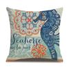 Linen Pillowcase Hand-painted Marine Cotton Linen Coral Seahorse Starfish Octopus Home Soft Furnishing Cushion Cover