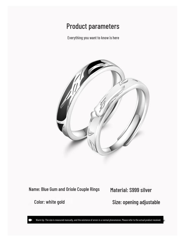 Sterling Silver Bird & Blue Gum Couples Rings: A Unique Christmas Gift for Women & Men.