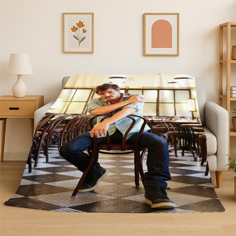 Fashion Pedro Pascal Star Flannel Blanket Soft Warm Throw Blanket for Bedroom Living Room Bed Travel Camping Picnic Gift Kids