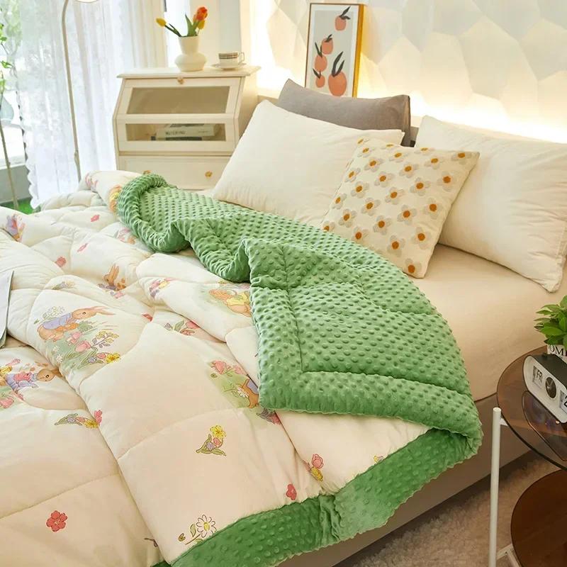2023 New Doudou Rong Quilt Winter Thickened Children's Dormitory Single Double Quilt Core Double Sided Dual Use Winter Quilt