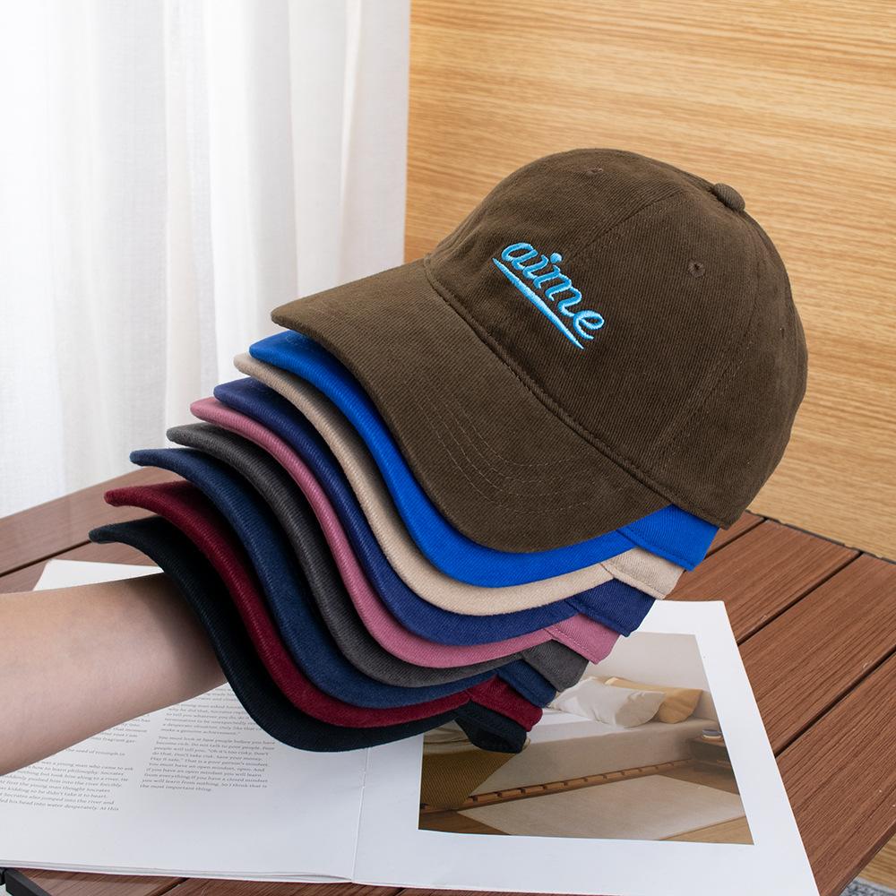 Autumn and winter simple embroidery letter polished cotton baseball hat men's and women's big head circumference casual soft top thermal cap