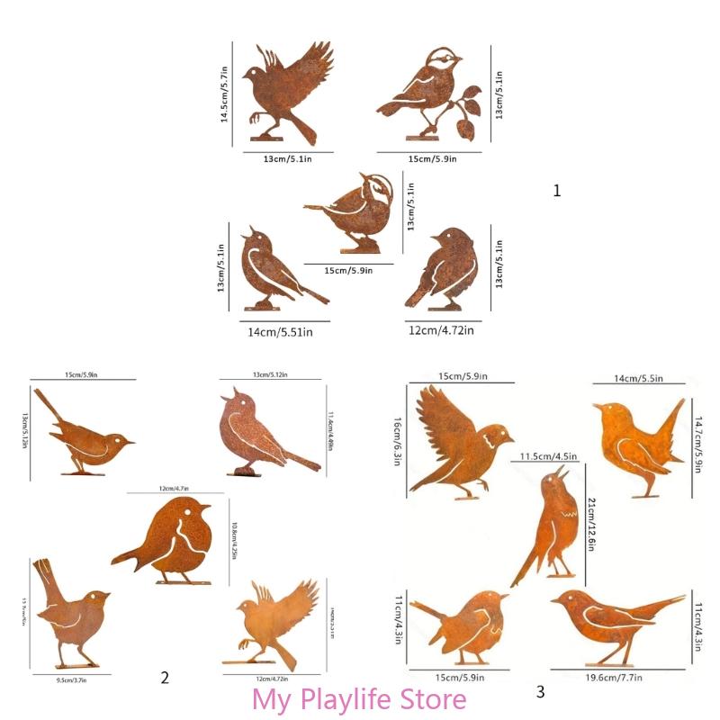 5 шт. силуэты птиц из выветренного железа креативные украшения для сада и патио металлические скульптуры птиц украшения для двора