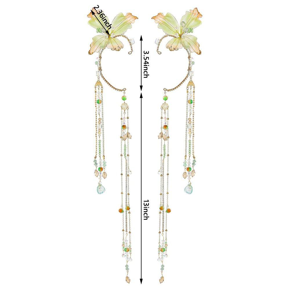 White Flower Fairy Ears Gold Leaf Non-Piercing Earrings  for Halloween Christmas Wedding Party