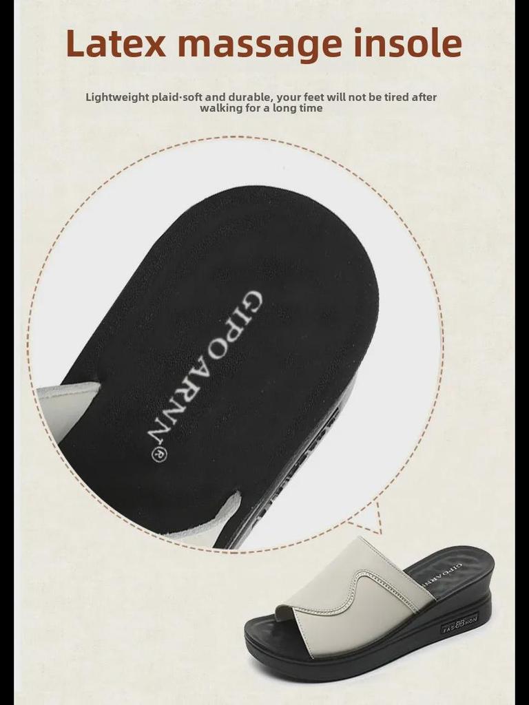 2025 Women's Summer Mid-Heel Non-Slip Wedge Sandals - Soft Bottom, Fashionable for Outdoor Wear