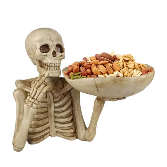 Хэллоуин Череп Конфетница Страшный Скелет Ключ Поднос для хранения фруктов и закусок Смола Панк Череп Декор для дома Столешница Вечеринка Бар