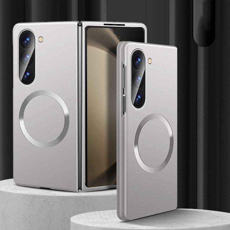 Роскошный магнитный тонкий складной чехол из 2 предметов для Samsung Galaxy Z Fold 6 Fold 5 Fold 4 Fold 3 однотонный жесткий ПК ударопрочный чехол для телефона с беспроводной зарядкой