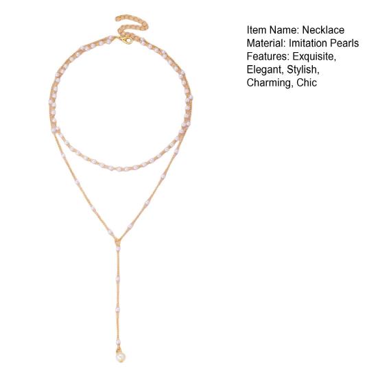 Золотое ожерелье из искусственного жемчуга для женщин, двухслойный чокер-цепочка из искусственного жемчуга, для подарков на день рождения, свадьбу, годовщину