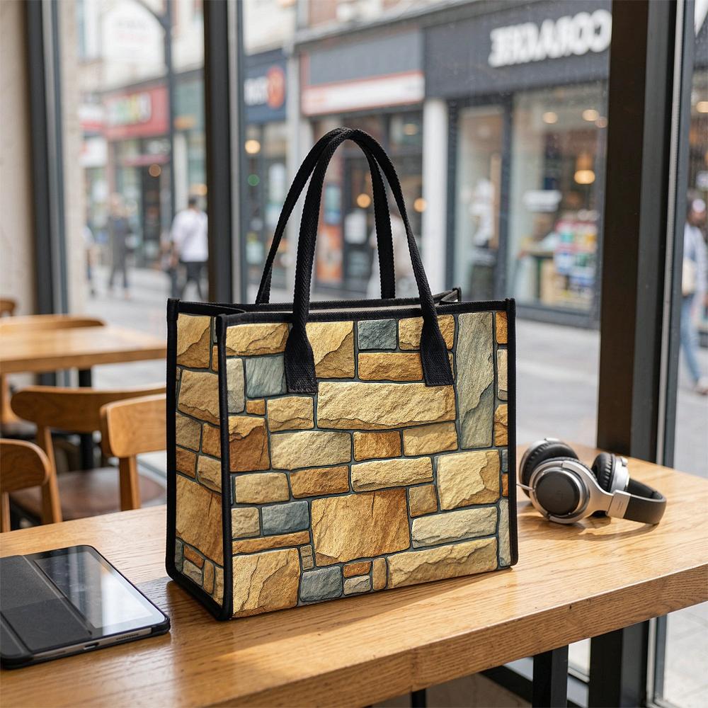 Vintage Stone Pattern Tote Bag Fashion Portable Shoulder Bag for Daily Use