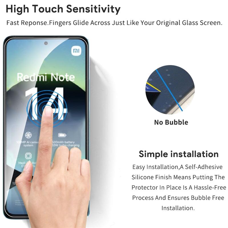 [3+3] 6 шт. HD прозрачное закаленное защитное стекло для экрана + стеклянная пленка для объектива камеры для Xiaomi Redmi Note 14 4G Note 14 5G 14C POCO C75 Note14 5G 6IN1 стекло