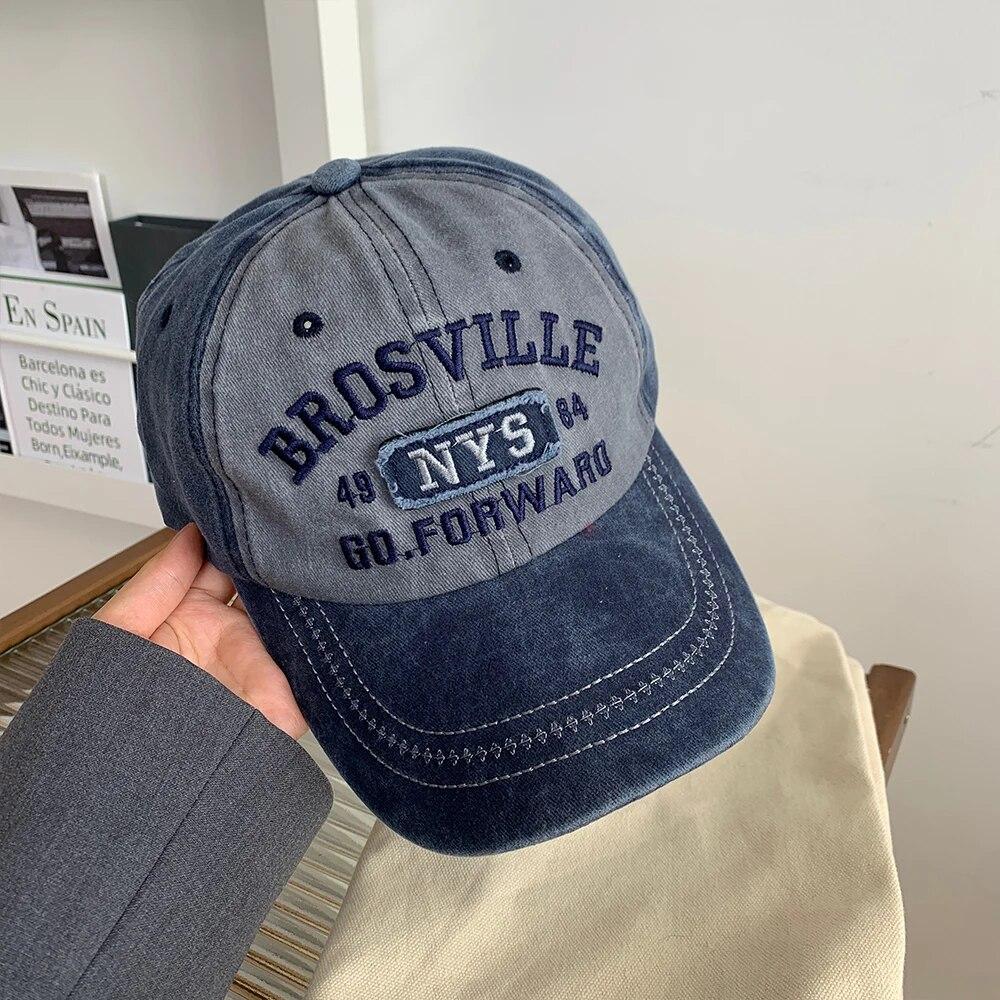 Кепка бейсбольная американская ретро женская мягкая верхняя с надписью, стираная ковбойская шляпа с утиным язычком, широкополая, большая, облегающая лицо, маленькая шляпа