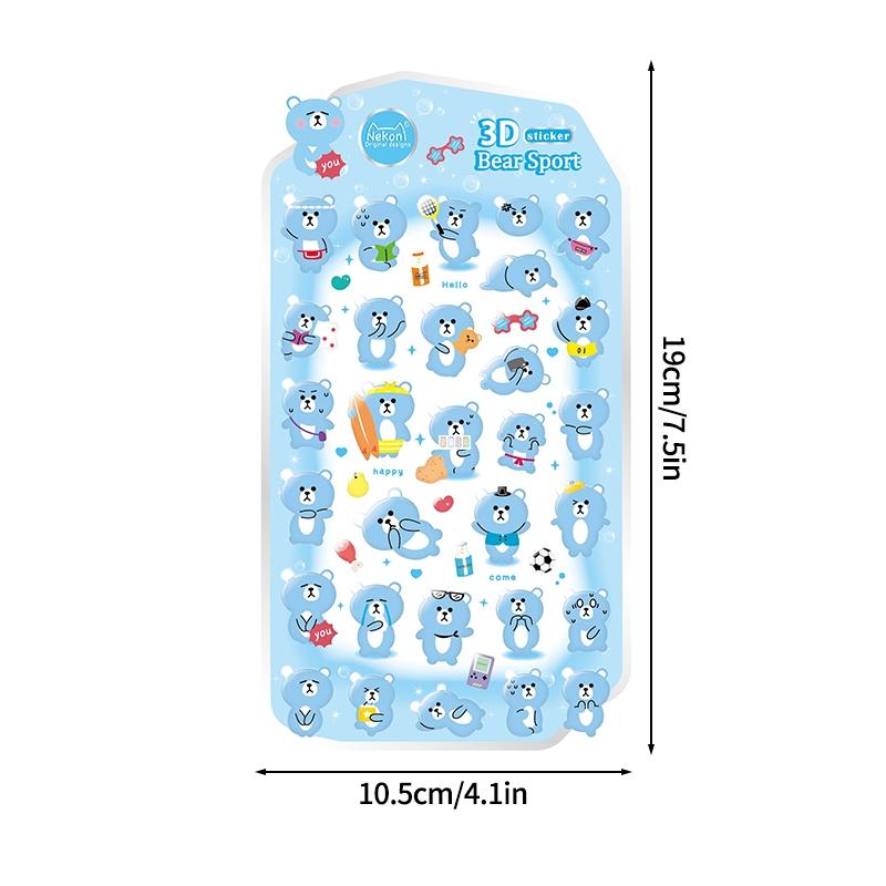 Nekoni 3D Cute Stickers Cartoon Animal Puff Sticker Diy Stickers For Scrapbooks Planner Journals Laptops Phone Case Decoration