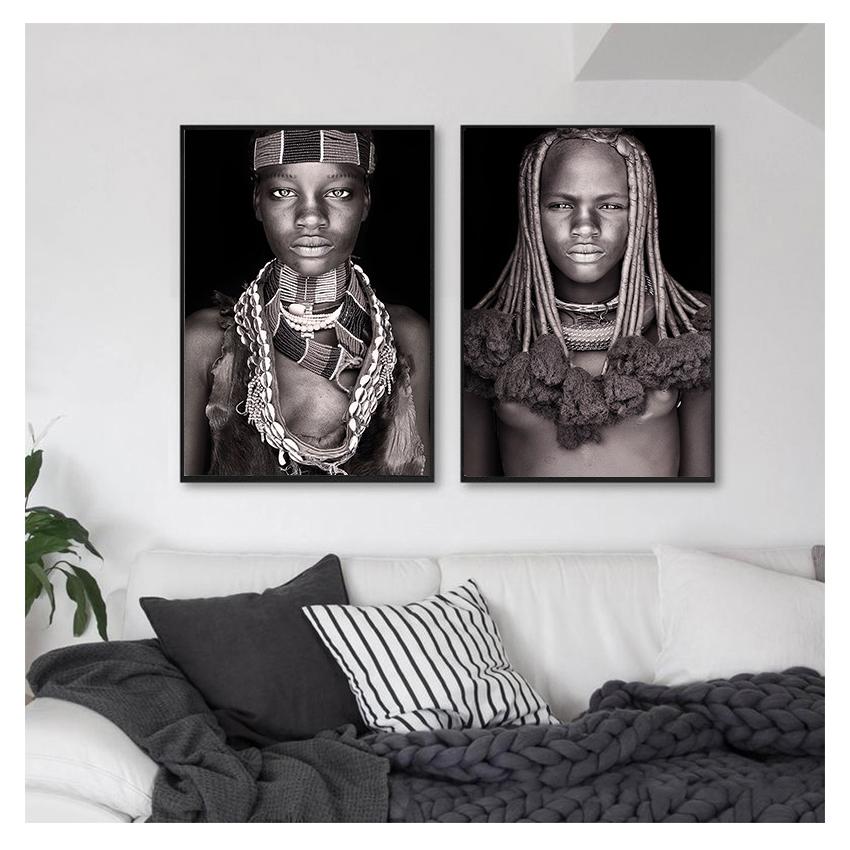 Украшение дома, черно-белая картина на холсте для гостиной, настенные картины Quadro Cuadros, африканские женские и мужские настенные художественные портреты