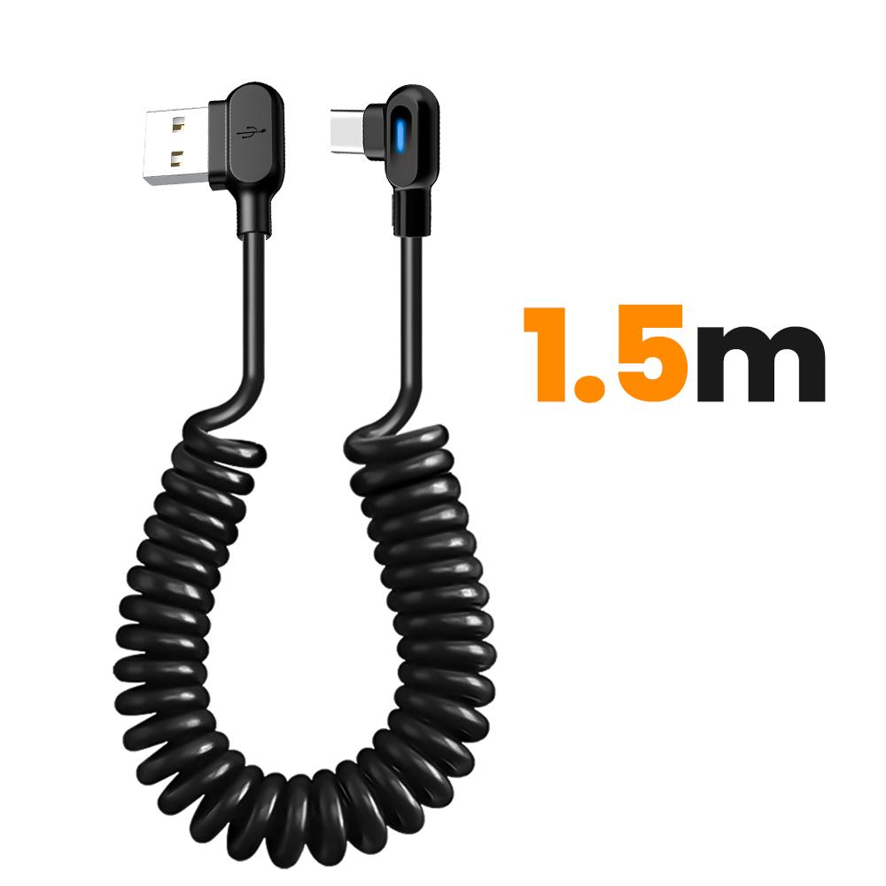 6A Short Spring Data Cable Elbow USB C To Type C Fast Charging Cable For Samsung Huawei Xiaomi Phone Charger Wire Cord