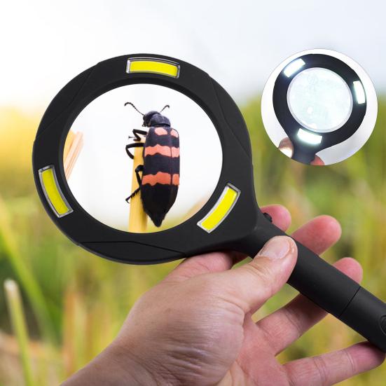 Увеличительное стекло с 3 лампами Многофункциональная портативная 3-кратная лупа Ручная лупа с подсветкой для пожилых людей Чтение осмотра монет Ювелирные изделия