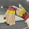 Half-finger Flip Gloves Winter Wool Knitted Gloves Touch Screen Thickened Warm and Cold-proof Student Riding Female Winter Fingers