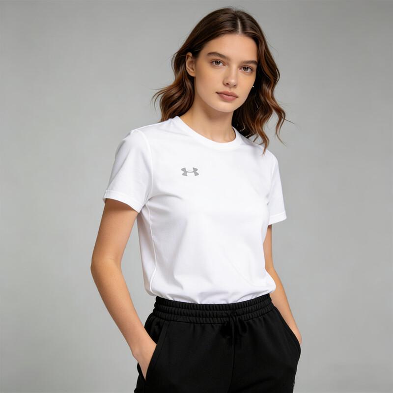 Under Armour Женская вязаная футболка с коротким рукавом и круглым вырезом, быстросохнущая