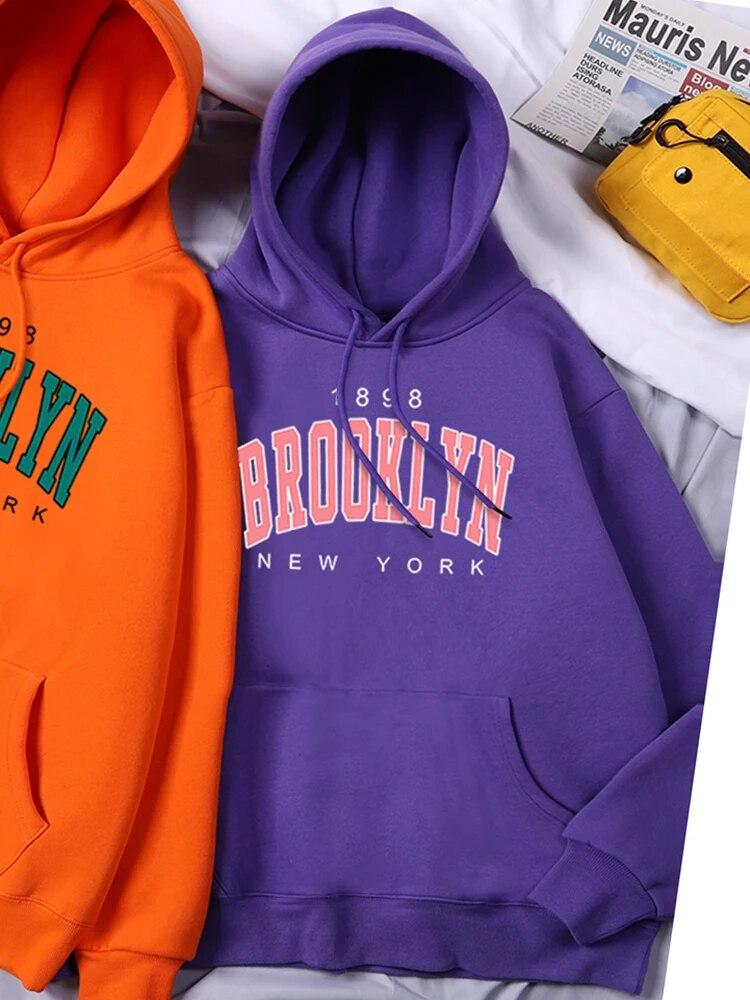 Мужские толстовки с длинными рукавами «Бруклин 1898», Нью-Йорк, США, женские толстовки с принтом, осенне-зимняя толстовка, одежда, свободная толстовка большого размера