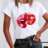 (Азиатский размер) С коротким рукавом Lip Love, сексуальный тренд, милая милая женская футболка с принтом, летняя модная футболка, женская базовая футболка, одежда, футболки с графикой