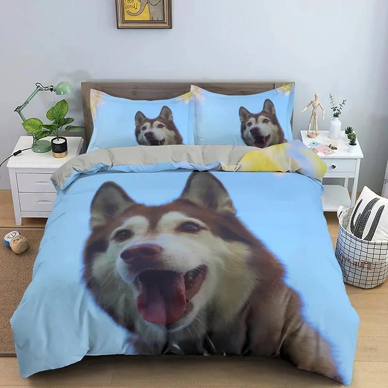 Cute Dog Duvet Cover Twin Full Queen King Siberian Husky Bedding Set for Kids Teens Boys Girls Lovely Pet Animal Comforter Cover