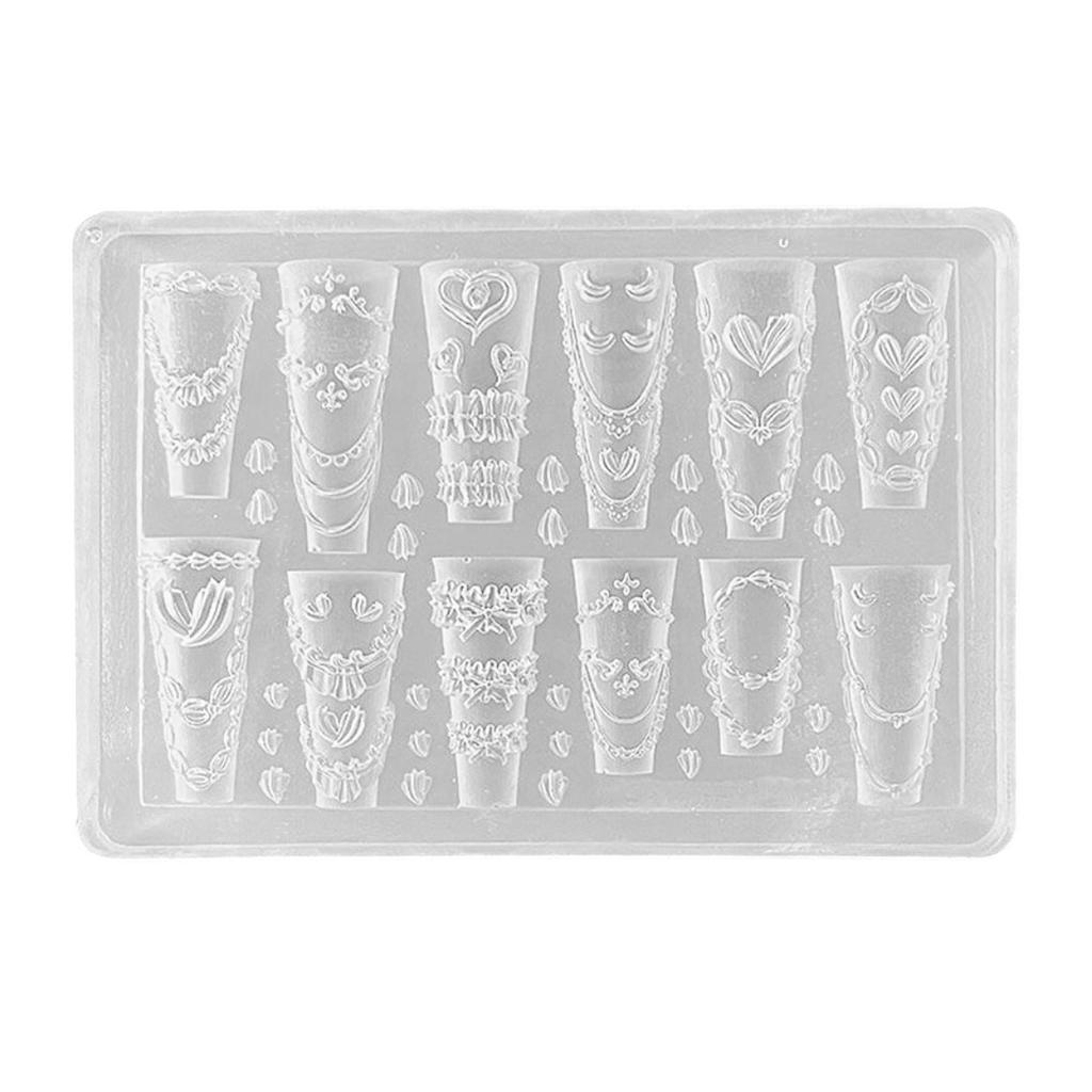 Пищевой силиконовый молд для нейл-арта с резным цветочным дизайном для изделий из смолы, легко извлекаемый, DIY аксессуары