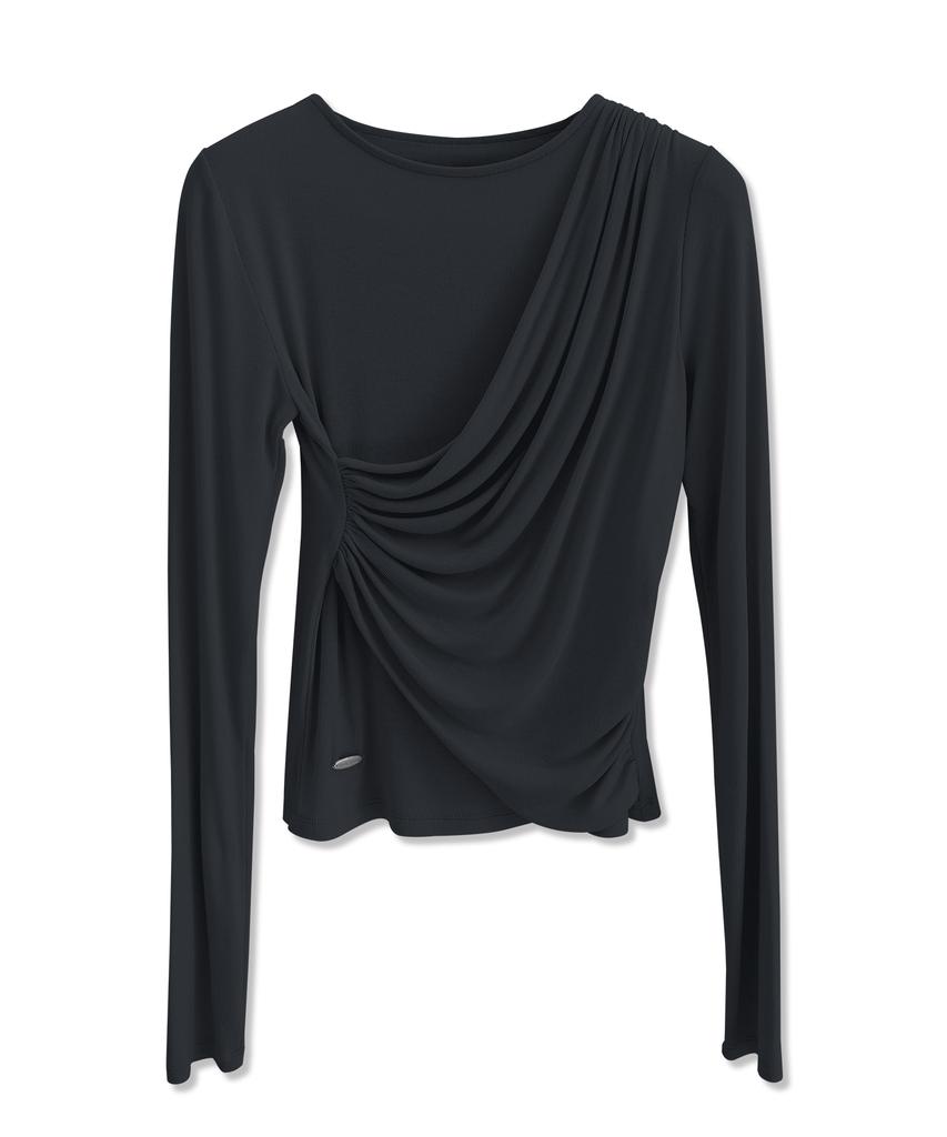 VIVACIOUS Briier Shirring Drape Tee_4 Colors