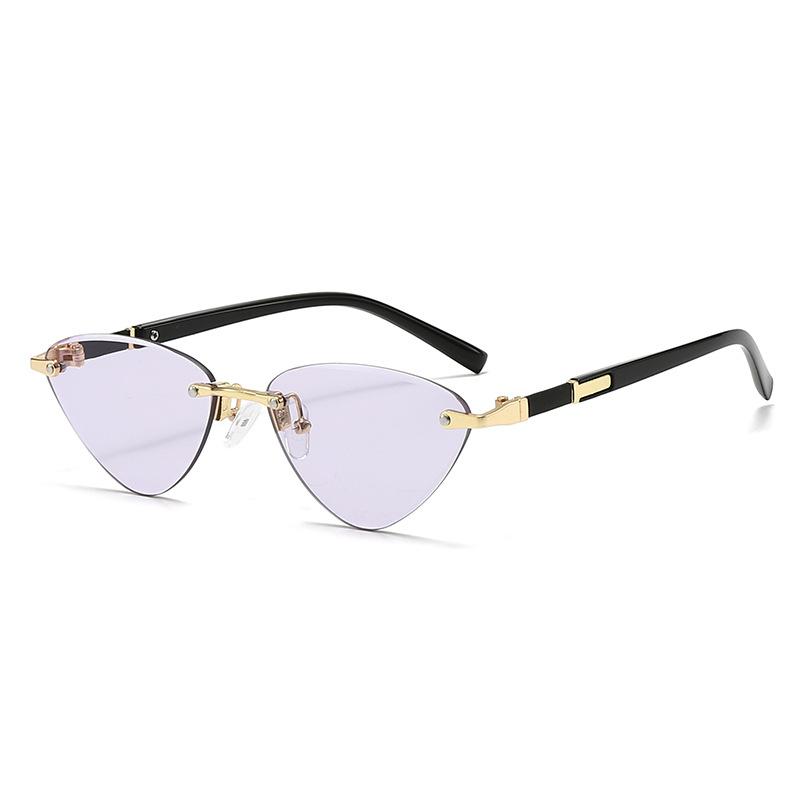Модные солнцезащитные очки «кошачий глаз» для женщин, роскошные брендовые дизайнерские ретро-очки без оправы из металла, солнцезащитные очки для женщин, очки для вождения Uv400