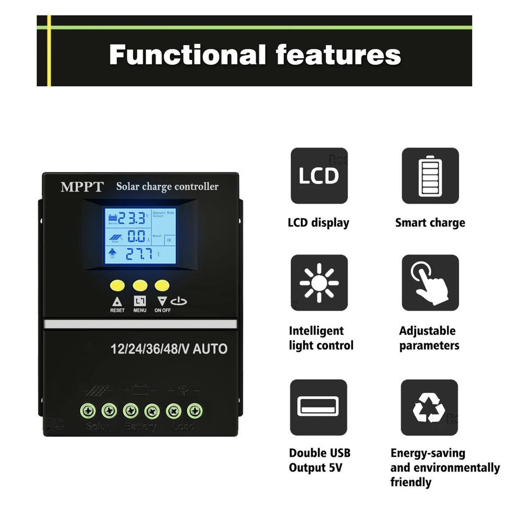 Practical Advanced MPPT Solars Charging Controllers 150A Capacity Auto Voltages Regulation Accessory With Batteries