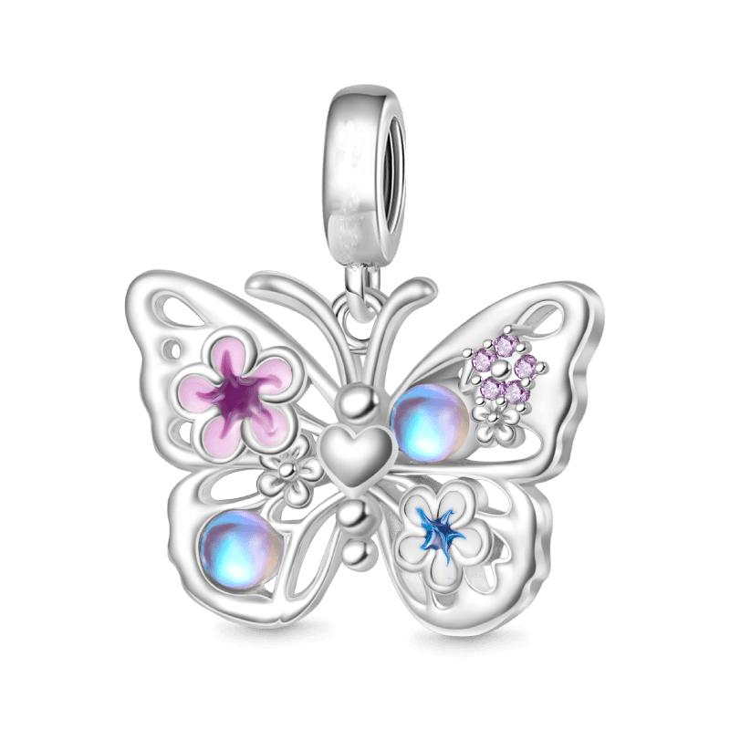 New Copper Fluorescent Purple Butterfly Flower Key Leaf Charm Bead Diy Pendant Fit For Original Diy Bracelet Women'S Jewelry